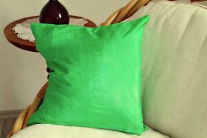 Grüne Kissenhülle Seide Kissenbezug für Sofakissen Handarbeit 40 x 40 cm 