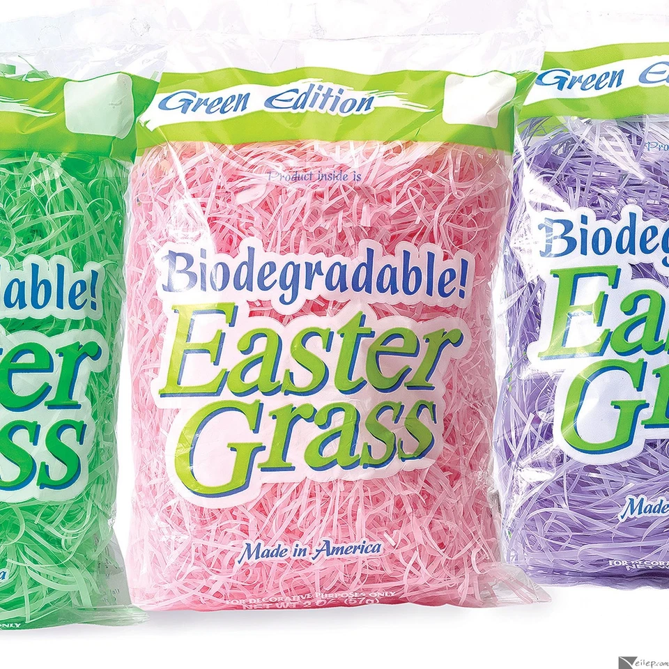 Cesta de regalo de plástico de hierba de Pascua de primavera color pastel biodegradable relleno, 1,5 oz Foto 1 de 1