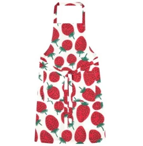 Marimekko Pieni mansikka White x Red  Apron Maija Isola  Cotton fabric - Picture 1 of 7