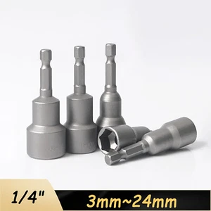 3-24mm Steckschlüssel Nuss Sechskant Magnetisch Stecknuss 1/4" für Akkuschrauber - Picture 1 of 14