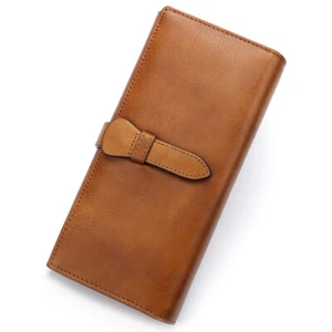 Echt Leder Geldbörse Damen Herren Retro Falt Portemonnaie Geldklammer Kartenetui - Bild 1 von 13