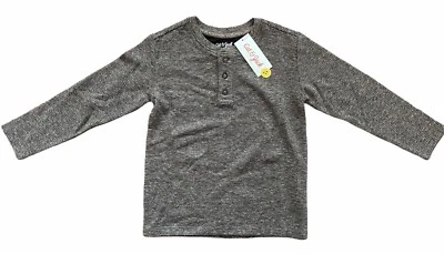Cat & Jack Boys Extra Small XS (4/5) Black Long Sleeve Henley Shirt - Image 1 of 4