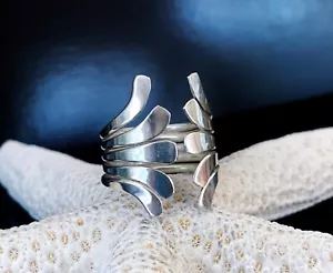 Sterling silver 925 modernist wrap vintage band ring butterfly wing wave - Picture 1 of 17
