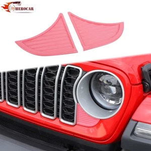 2 PIEZAS Inserciones de rejilla delantera rosa biseles moldura para Jeep Wrangler JL JT 24+ exterior - Imagen 1 de 10