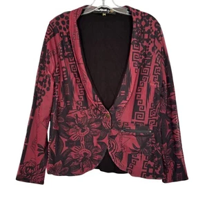 Desigual x Christian Lacrox Womens Stretch Mesh Blazer Marilyn Munroe Maroon 42 - Picture 1 of 19