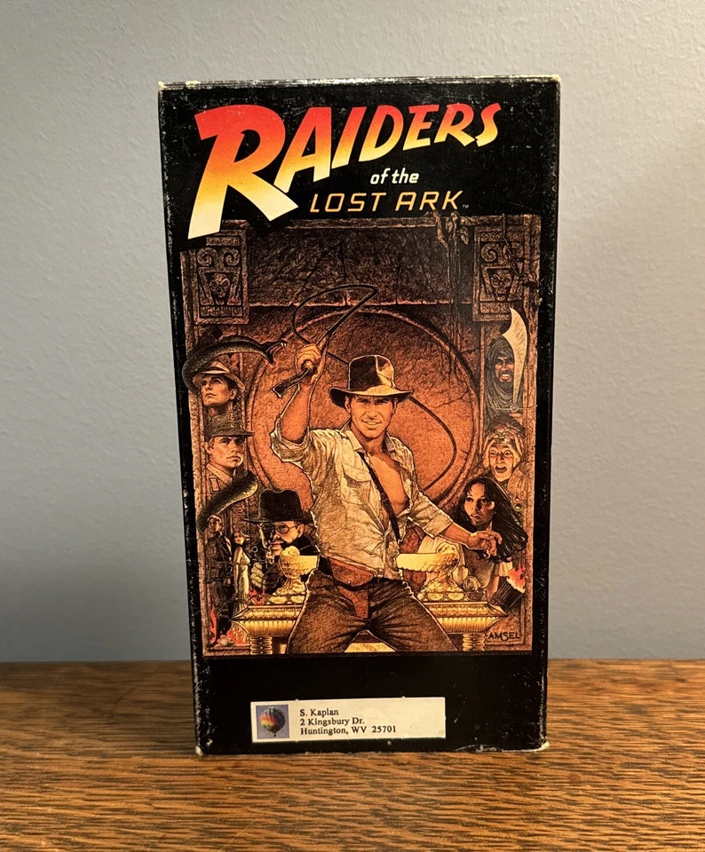 Raiders of the Lost Ark VHS 1989 Indiana Jones Harrison Ford, Address Sticker - Image 1 of 4