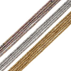 Gold/Silver/Pink Rainbow Plated Hematite Faceted Rondelle Beads 1x2mm 15''Strd - Picture 1 of 7
