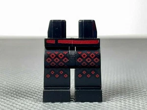 LEGO Black Minifigure Hips & Legs w/ Armor Dark Red Diamonds & Belt Ninjago Kai - Picture 1 of 8