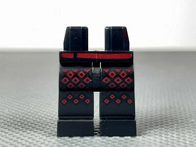 LEGO Black Minifigure Hips & Legs w/ Armor Dark Red Diamonds & Belt Ninjago Kai - Image 1 of 4