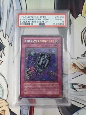 Eradicator Epidemic Virus FOTB-EN068 Secret Rare 1st Edition PSA Grade 8 - Image 1 of 4