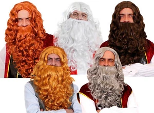 LONG WAVY WIG AND BEARD SET VIKING MEDIEVAL BEARDED LADY FANCY DRESS COSTUME - Picture 1 of 6