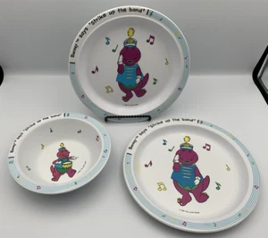 Vintage 1992 The Lyons Group Barney the Dinosaur 2 Plates 8.25" & 1 Bowl 6.25" - Picture 1 of 8