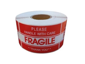 2 x 3 FRAGILE STICKER HANDLE WITH CARE STICKER - - CLASSIC - - - Bild 1 von 11
