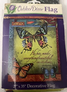 Decorative Butterfly Flower Flag Religious quote 27”x35” - Picture 1 of 5