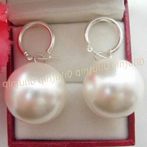 Orecchini Gancio Argento Pendenti 8-16 mm Bianchi Mar del Sud Perle Rotonde Perle Pendenti - Foto 1 di 11