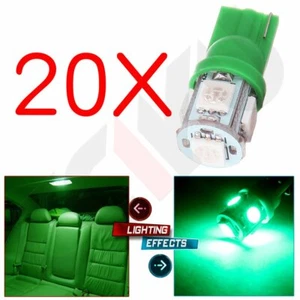 20 x T10 194,168,2825, 5 x 5050 SMD LED Green Super Bright Car Lights Lamp Bulb - Picture 1 of 6