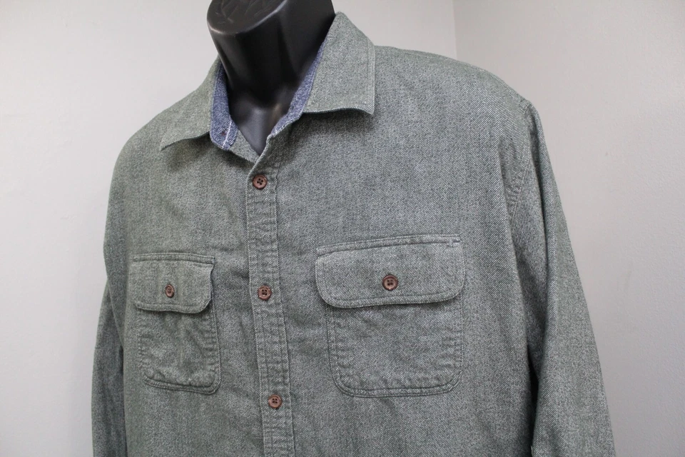 Camisa de Franela Carbono 2 Mezcla de Yak Cobalto Verde Manga Larga con Bolsillos Hombres 2XL XXL Foto 1 de 4