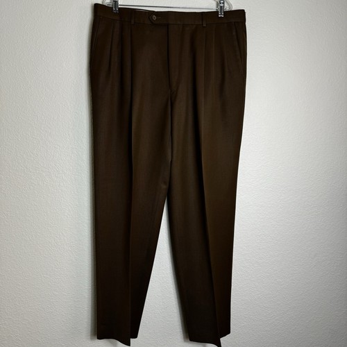 Monsieur Givenchy pantaloni eleganti pieghettati marroni designer USA 40R