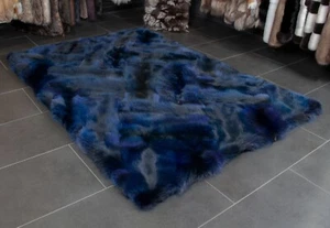 5640 Europäischer Rotfuchs Fellteppich in blau Pelzteppich Echtfell Läufer Fell - Bild 1 von 7