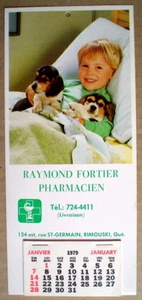 CALENDRIER DE 1979 DE RAYMOND FORTIER PHARMACIEN, RIMOUSKI, QUÉBEC - Imagen 1 de 3