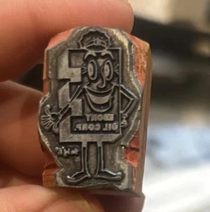 Vintage Letterpress Printing Block "Ebony Oil Corp” Advertising Mascot - Picture 1 of 1
