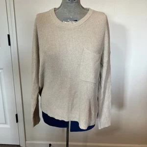 Madewell Thompson Pullover con Tasca Maglione Maglia Donna Taglia L Beige Misto Cotone - Foto 1 di 9