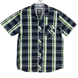 Hart Huntington Shirt Men L Black Plaid Embroidered Short Sleeve Button Front - Picture 1 of 11