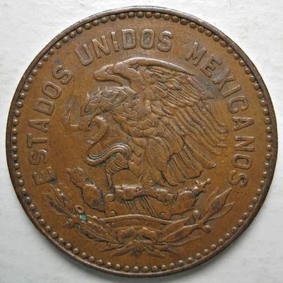 MEXICO 1957 AZTEC EMPEROR CUAUHTEMOC BRONZE FIFTY 50 CENTAVOS COIN (KM# 450) - Image 1 of 2