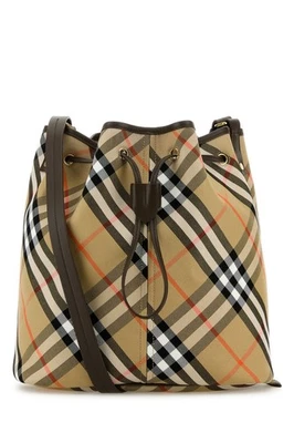 Bolso Bucket BURBERRY Check Marrón Bordado Lona Nuevo Foto 1 de 4