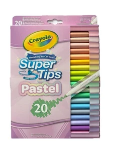 Crayola Pastel Super Tips 20 Washable Markers Adult Colouring Book TikTok Trend - Picture 1 of 3