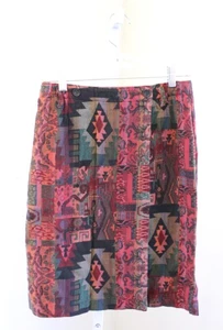 Vtg 90s Southwestern Tapestry Wrap Front Skirt Size S ? 4 6 Boho Red Western - Picture 1 of 7