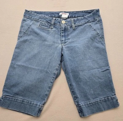 Bongo Denim Bermuda Shorts Womens Size 11 Blue Mid Rise Stretch Pocket Button - Image 1 of 4