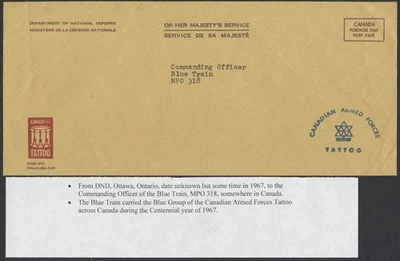 1967 DND OHMS Cover CANADA-67 Tattoo to Blue Train MPO 318 CO - Image 1 of 3
