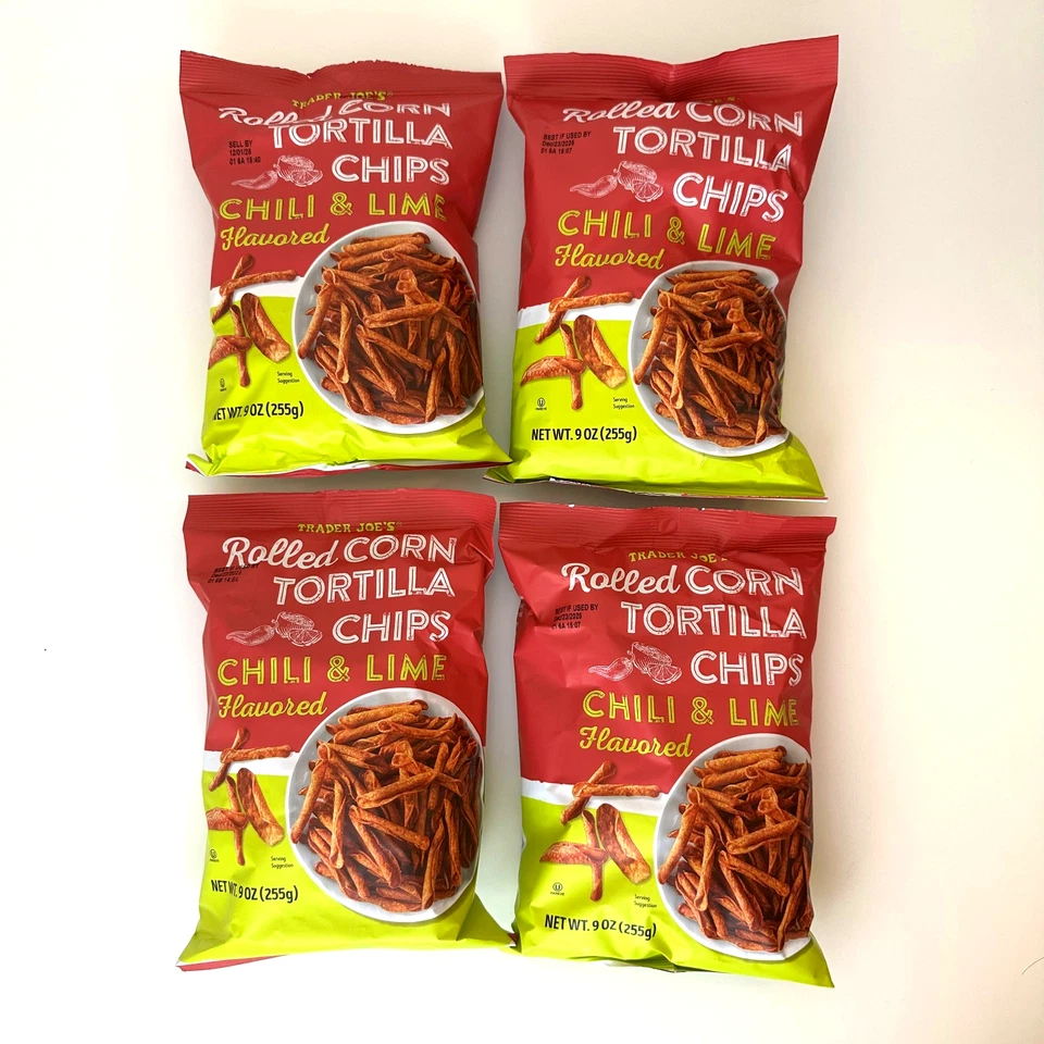 Trader Joe's Rolled Corn Tortilla Chips, Chill and Lime - 9oz (2 Pack)