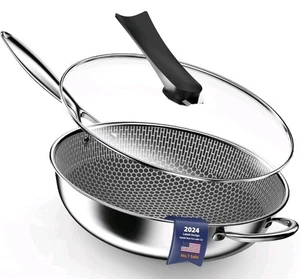 Wok pan,Hybrid 13 inch Deep Fry Wok with Lid, Nonstick Pan with Stay-Cool... - Picture 1 of 6