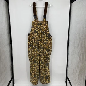 Vintage Trophy Club Bib Overalls Duck Camo Insulated Cargo Size XL Mens - Picture 1 of 13