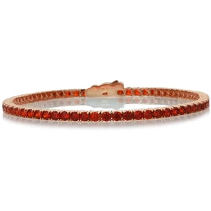 2.5mm Rose Gold Plated Silver 3.6 ct CZ Simulated Garnet Tennis Bracelet 7.25in - Picture 1 of 3