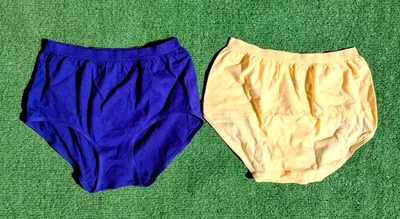 Conjunto de 2 bragas ropa interior vintage de algodón amarillo sol + azul marino Jockey para mujer talla 5 SIN STOCK Foto 1 de 4