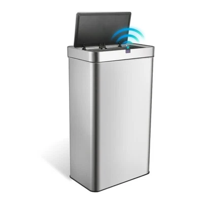 Bote de basura con sensor de movimiento rectangular de acero inoxidable de 18 galones/68 L para cocina Foto 1 de 4