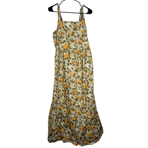 Nuevo con etiquetas Maxi Vestido Solero Estampado Fruta Dip Talla L Naranja Boho Cottagecore Corbata Hombro - Imagen 1 de 10