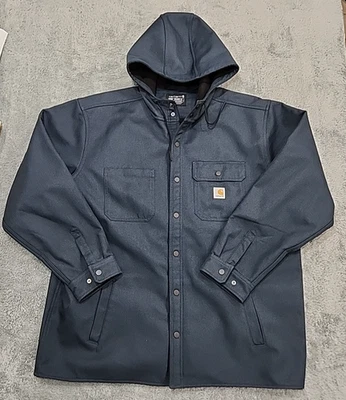 Carhartt Rain Defender Heavyweight Hooded Jacket Mens 2XL Navy Blue TJ5022-M - Image 1 of 4