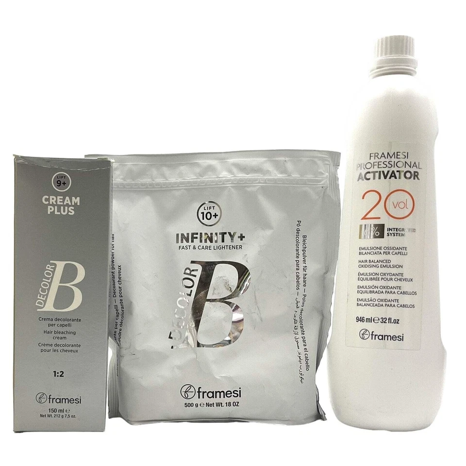 Paquete de oferta de aclarador y desarrollador Framesi Bleach (aclarador desarrollador crema blanqueador) Foto 1 de 1