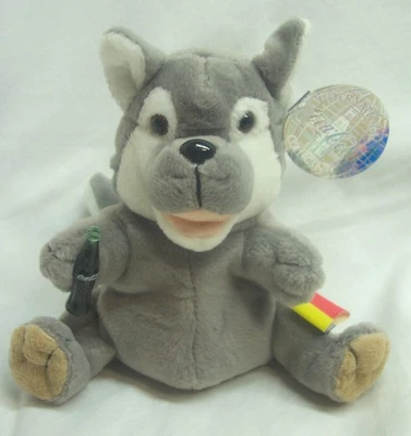 Coca-Cola 1999 COKE Romania HOWLS THE WOLF 5" Bean Bag STUFFED ANIMAL Toy NEW - Image 1 of 4