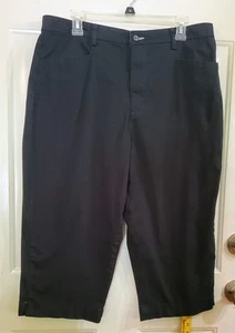 Ungetragen Lee "At The Waist" schwarze Caprihose Kerb Saum Knopf & Reißverschluss Gr. 16W Medium - Bild 1 von 7