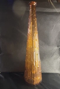 VTG Empoli Amber Decanter Wax Drip Genie Bottle Made In Italy 15 3/8” 1960’s - Picture 1 of 18
