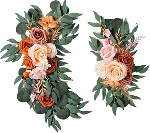 2pcs Wedding Arch Flowers Green Leaves Wreath Artificial Floral Swag Artifici... - Picture 1 of 6