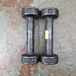 Vintage York 1 Pound Dumbbells Roundhead 1 Lb Weights 2 Lbs Total USA - Picture 1 of 11