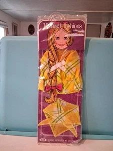 Vtg  Ideal Yellow Plaid Dress w Hanger Fashion Clothes for VELVET and Mia Doll - Picture 1 of 4