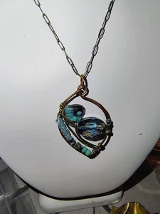 Ciondolo artigianale Art By Any Means argento sterling 925 metallo misto pietra preziosa blu - Foto 1 di 15