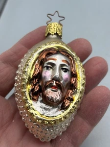 Inge Glas Jesus Head & Cross Ornament ~ Germany ~ 2-3/4" - Picture 1 of 7
